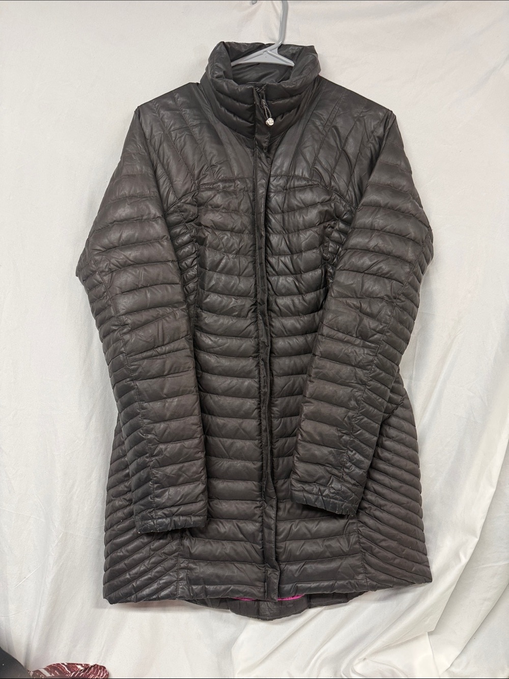 Eddie Bauer Long Quilted Down Puffer Jacket - Dark Gray